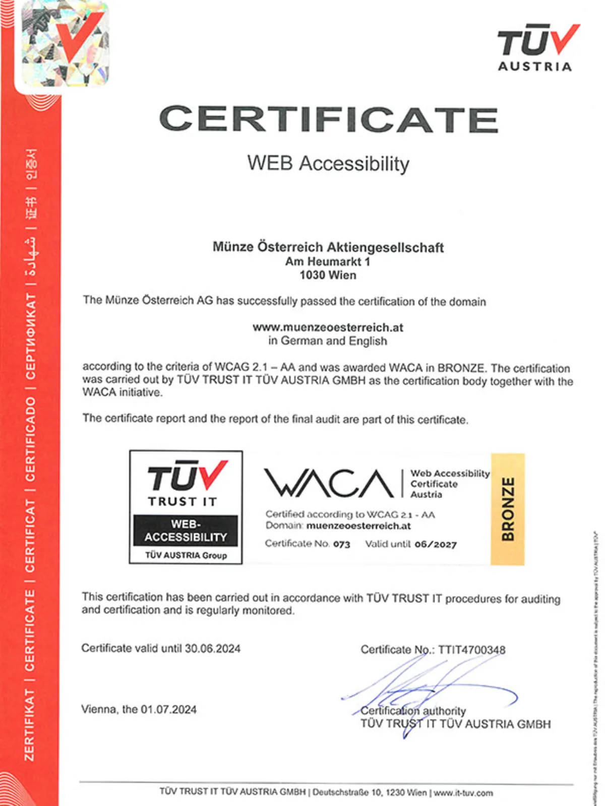 Zertifikat WACA Englisch 600x800