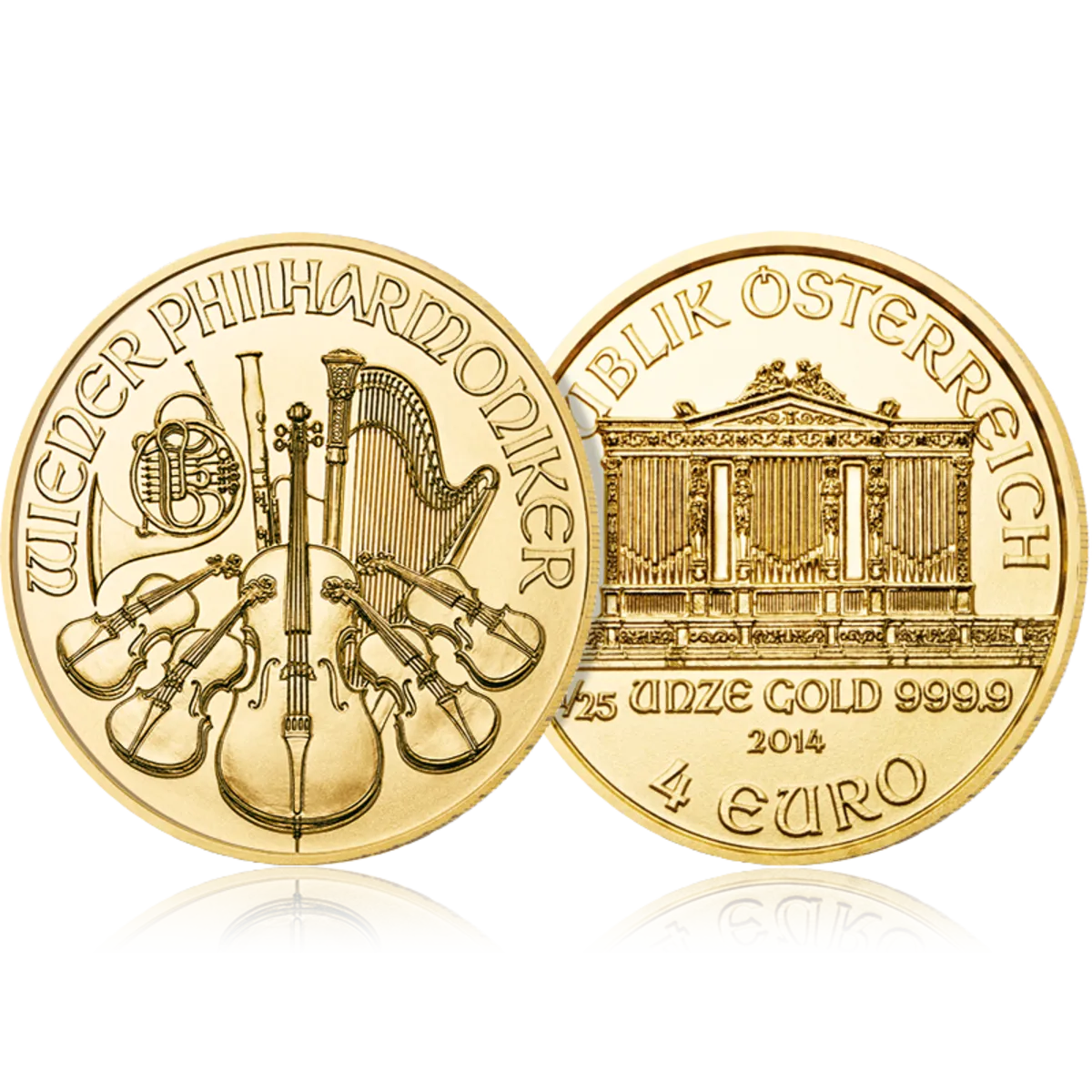 1/25 Unze Wiener Philharmoniker Gold 3D-Ansicht