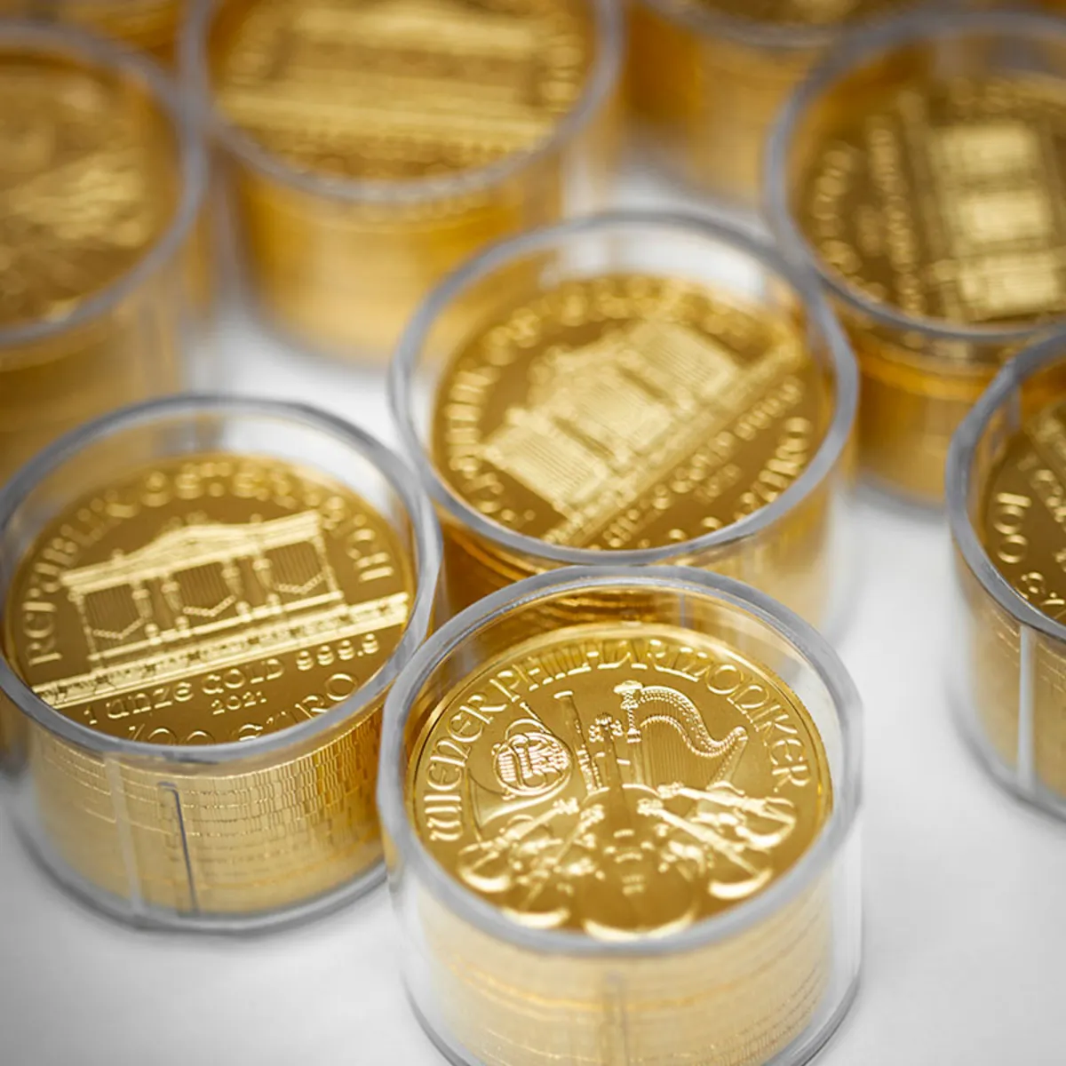 Wiener Philharmoniker-Münzen in Gold in Tubes