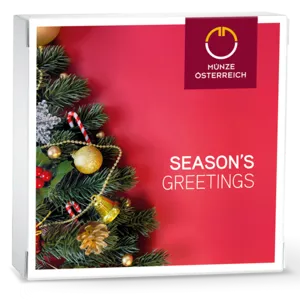 Season's Greeting Weihnachts-Geschenkverpackung Englisch Vorderansicht