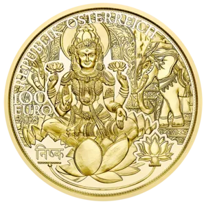 2023 100-Euro Goldmünze Das goldene Indien Vorderseite