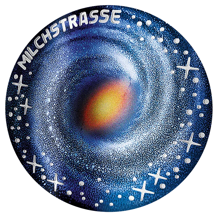 Silbermünze Milchstraße Rückseite