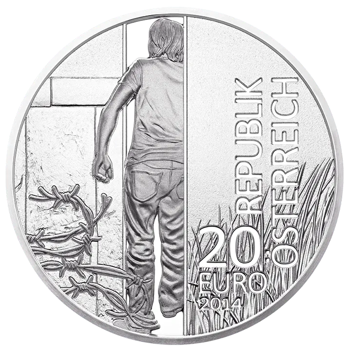 20-euro coin 2014 iron curtain avers