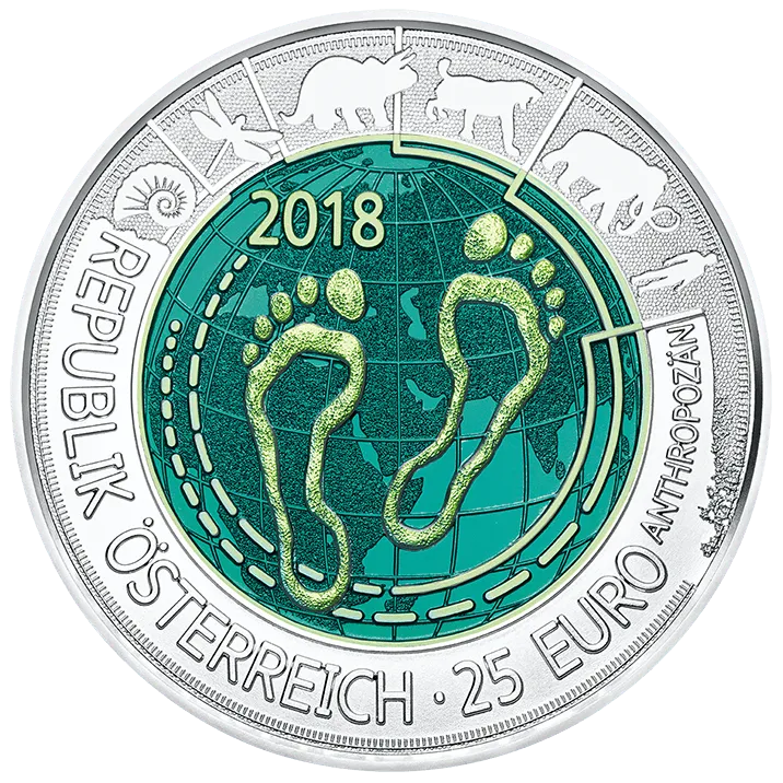 Silver niobium coin Anthropocene