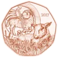5 Euro Osterlamm Kupfer, Vorderseite