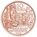 10 Euro copper coin Chivalry avers