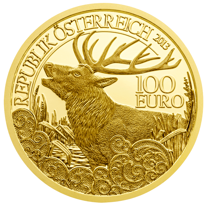 The Red Deer 100 Euro Gold Coin Proof